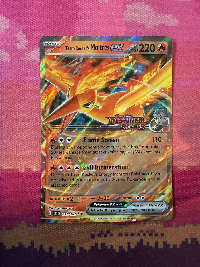 Pokemon Card Team Rocket's Moltres ex Destined Rivals STAMPED 031/182 NM