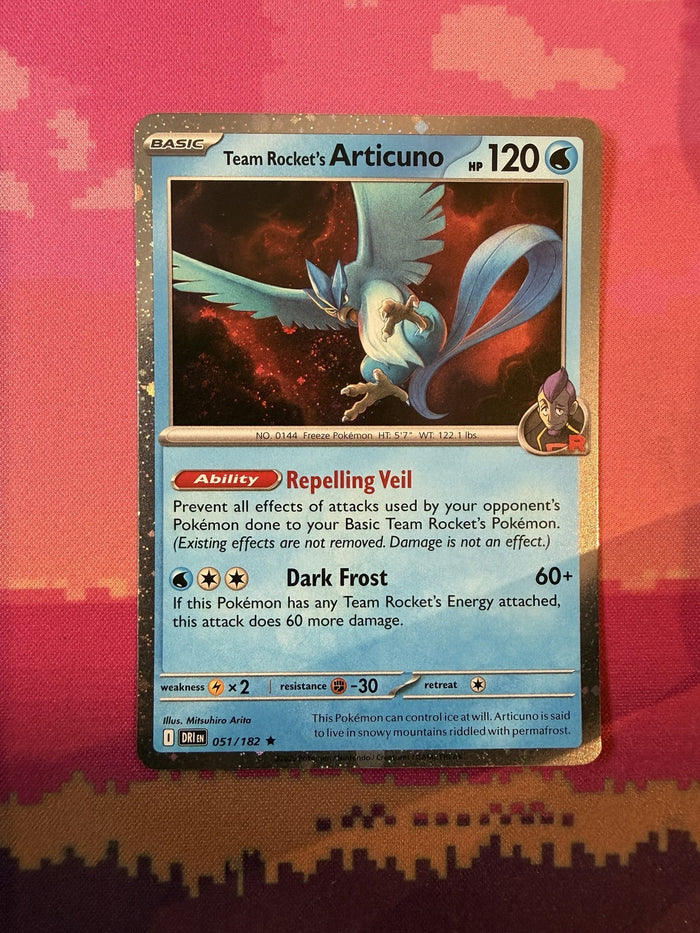 Pokemon Card Team Rocket's Articuno Destined Rivals Cosmo Holo Rare 051/182 NM