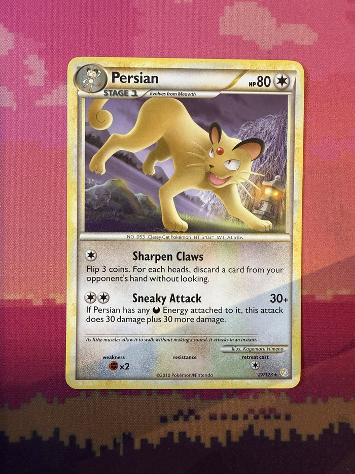 Pokemon Card Persian HeartGold SoulSilver Rare 27/123 Near Mint