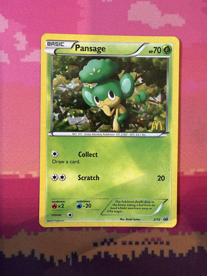 Pokemon Card Pansage McDonald's Collection 2012 Holo Rare 2/12 Near Mint