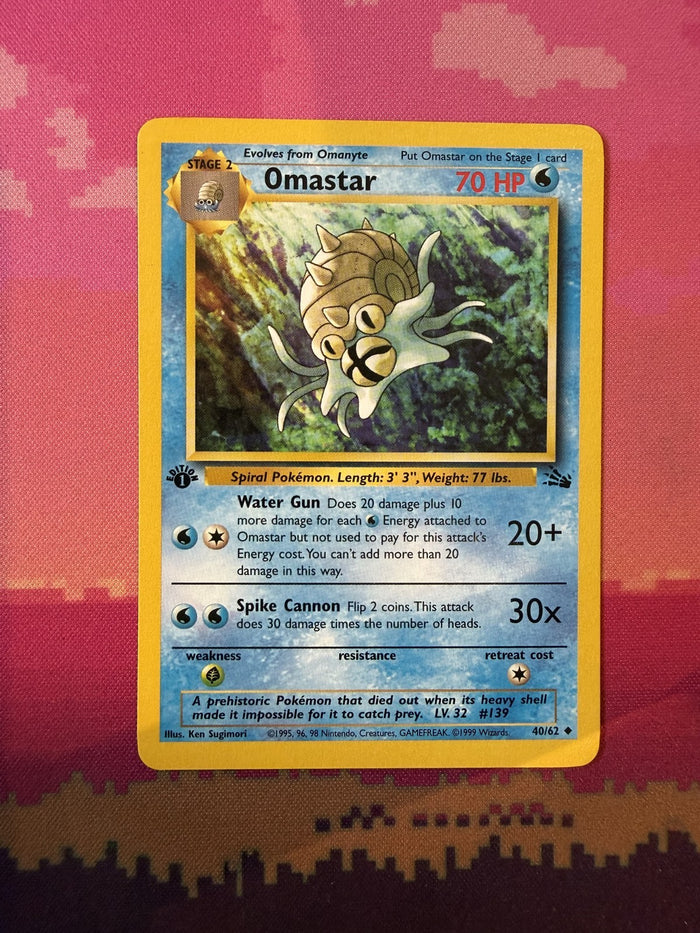 Pokemon Card Omastar Fossil 1st Edition Uncommon 40/62 Near Mint