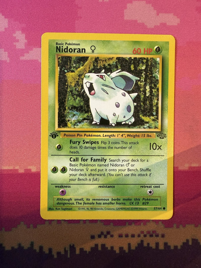 Pokemon Card Nidoran F Jungle 1st Edition Common 57/64 Near Mint