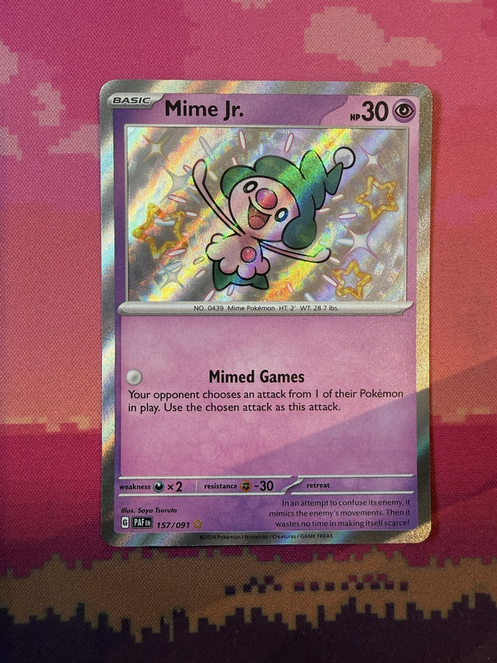 Pokemon Card Mime Jr. Paldean Fates Shiny Rare 157/091 Near Mint