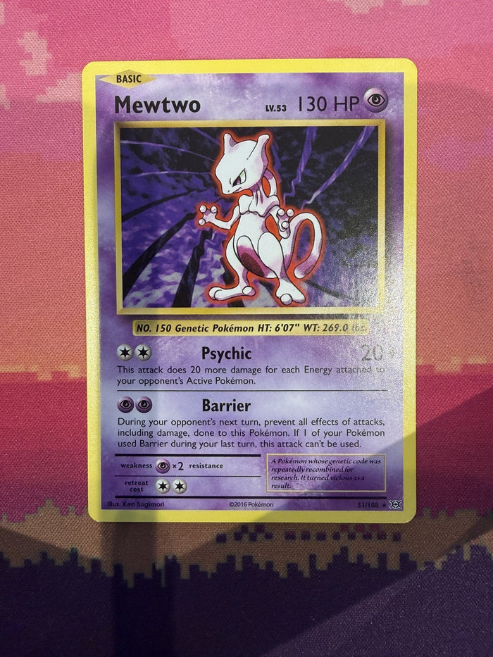 Pokemon Card Mewtwo Evolutions Rare 51/108 Near Mint