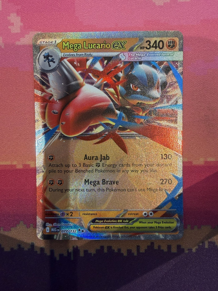 Pokemon Card Mega Lucario ex Mega Evolution Double Rare 077/132 Near Mint