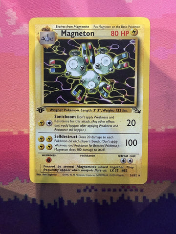 Pokemon Card Magneton Fossil 1st Edition Rare 26/62 Near Mint