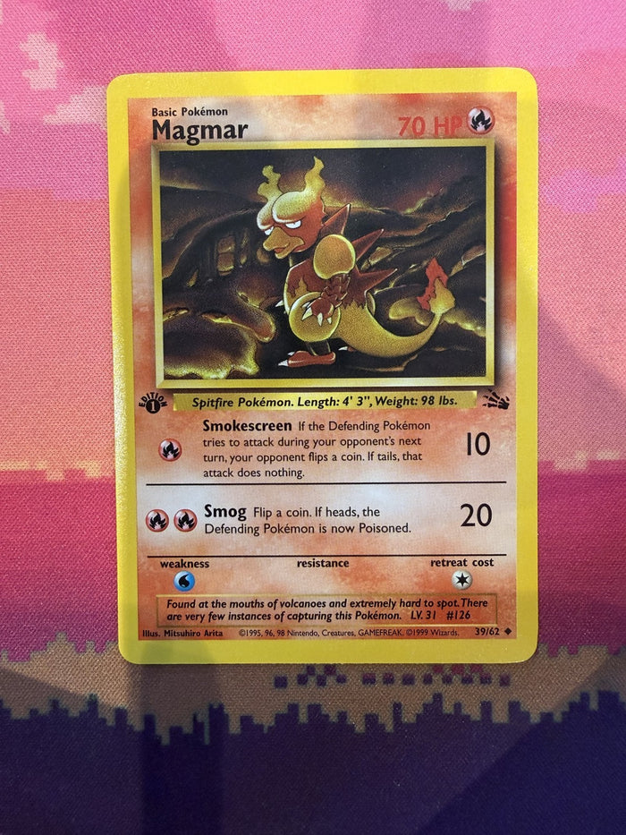 Pokemon Card Magmar Fossil 1st Edition Uncommon 39/62 Near Mint