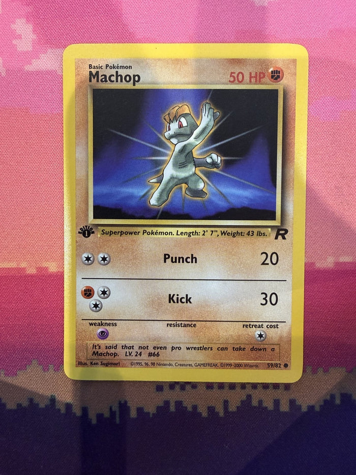 Pokemon Card Machop Team Rocket 1st Edition Common 59/82 Near Mint