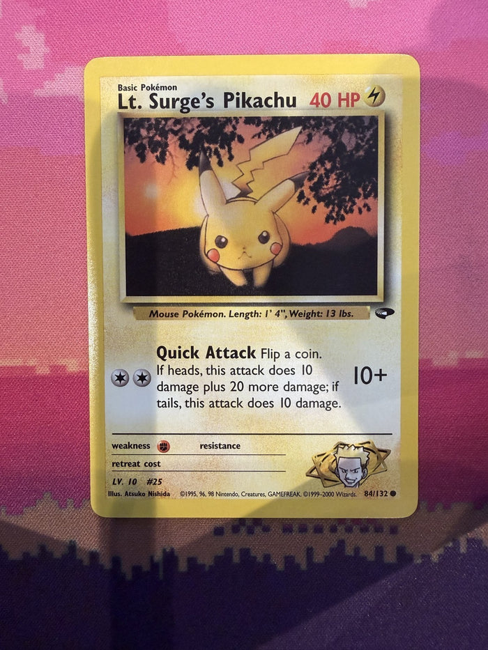 Pokemon Card Lt. Surge's Pikachu Gym Challenge Common 84/132 Near Mint