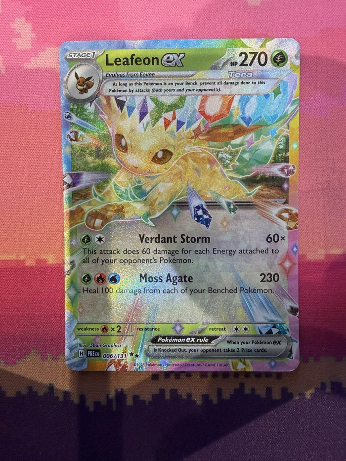 Pokemon Card Leafeon ex Prismatic Evolutions Double Rare 006/131 Near Mint