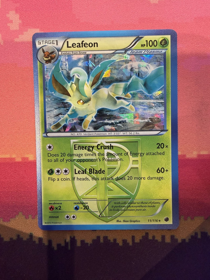 Pokemon Card Leafeon Plasma Freeze Cracked Ice Holo Rare 11/116 Near Mint