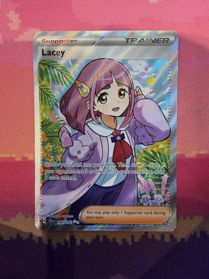 Pokemon Card Lacey Stellar Crown Ultra Rare 166/142 Near Mint