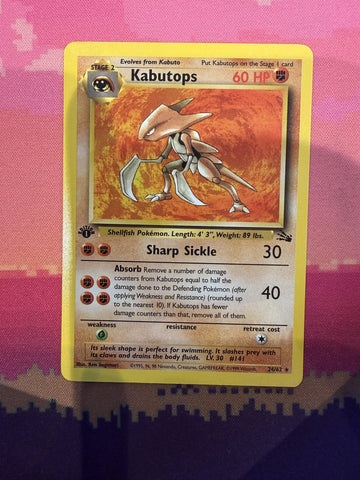 Pokemon Card Kabutops Fossil 1st Edition Rare 24/62 Near Mint