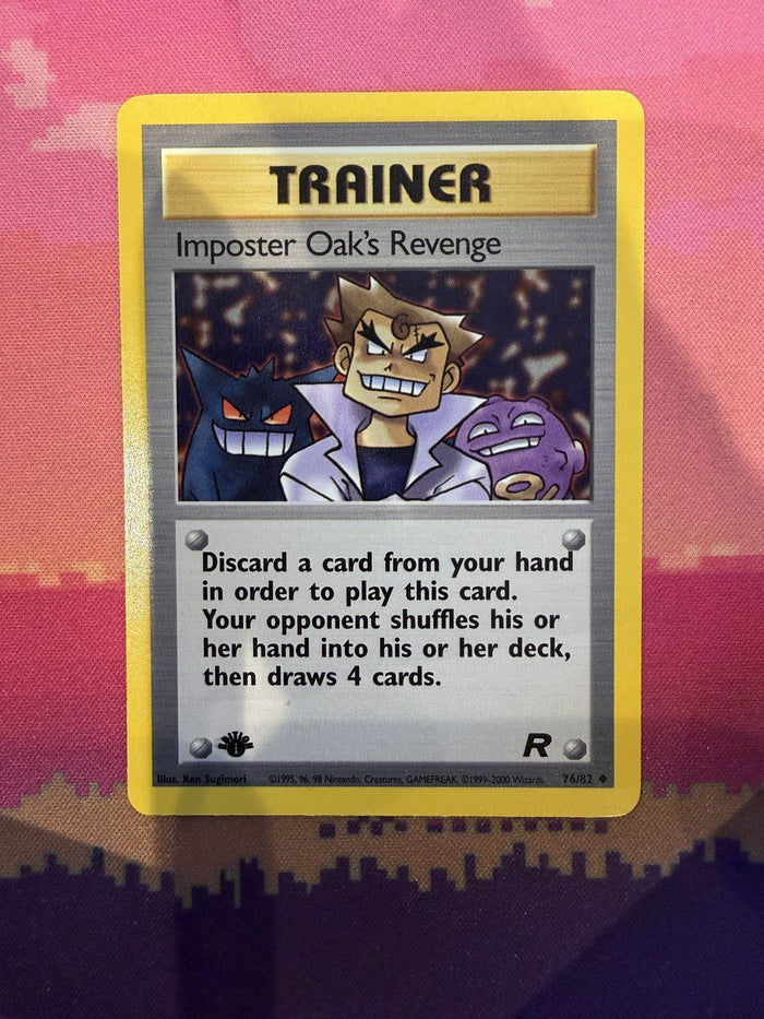Pokemon Card Imposter Oak's Revenge Team Rocket 1st Edition Uncommon 76/82 NM