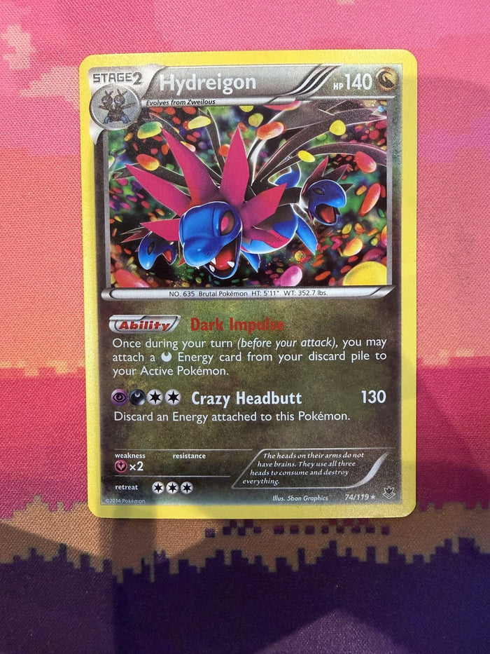 Pokemon Card Hydreigon Phantom Forces Cosmo Holo Rare 74/119 Near Mint