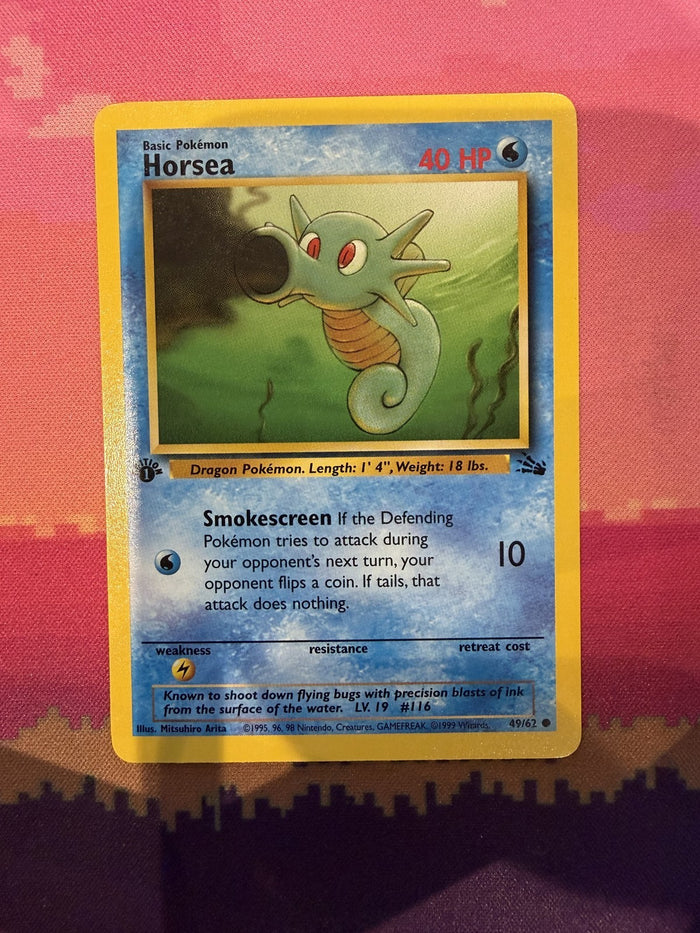 Pokemon Card Horsea Fossil 1st Edition Common 49/62 Near Mint