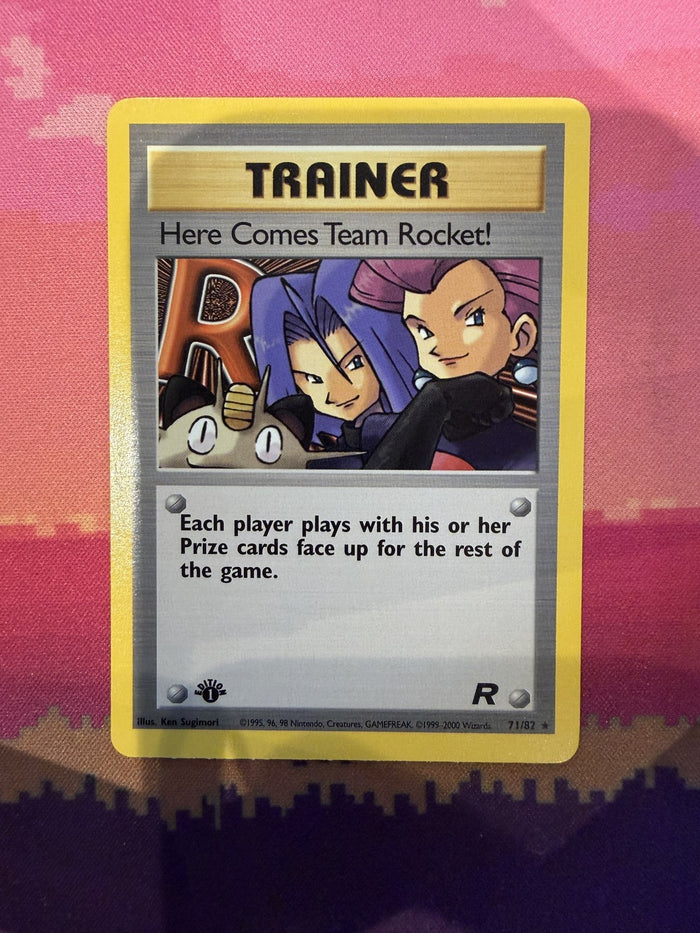 Pokemon Card Here Comes Team Rocket! Team Rocket 1st Edition Rare 71/82 NM