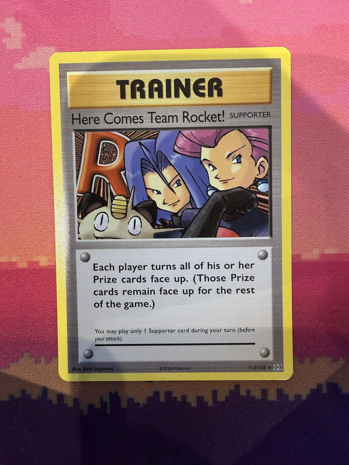 Pokemon Card Here Comes Team Rocket! Evolutions Secret Rare 113/108 Near Mint