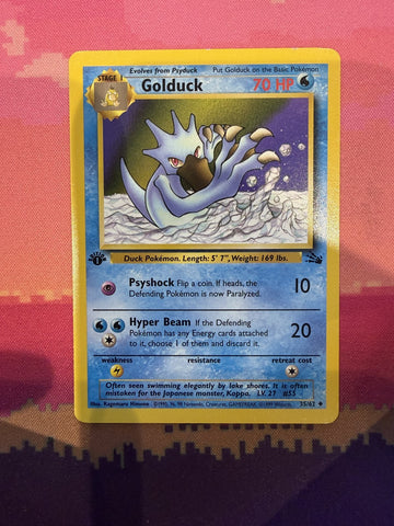 Pokemon Card Golduck Fossil 1st Edition Uncommon 35/62 Near Mint