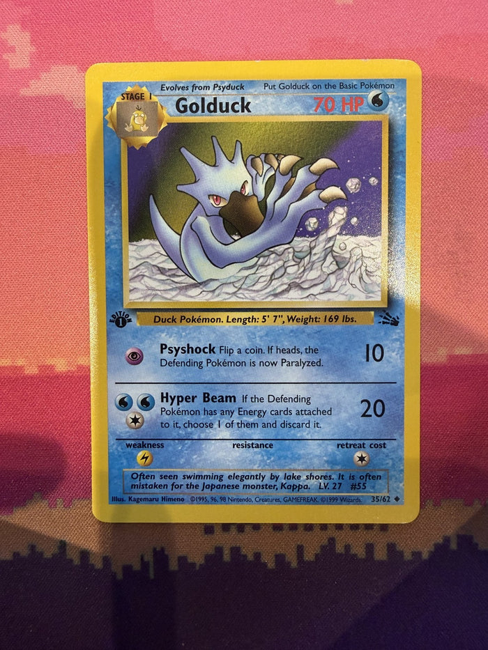Pokemon Card Golduck Fossil 1st Edition Uncommon 35/62 Near Mint