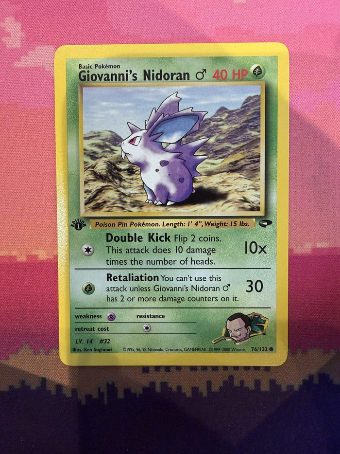 Pokemon Card Giovanni's Nidoran (Male) Gym Challenge 1st Edition 76/132 NM