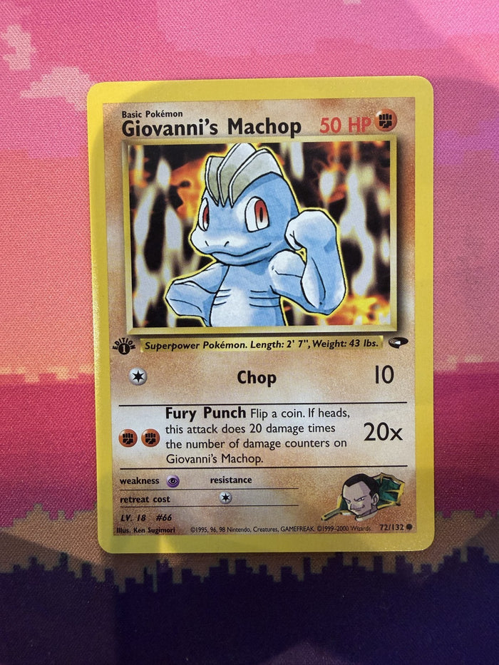 Pokemon Card Giovanni's Machop Gym Challenge 1st Edition Common 72/132 Near Mint