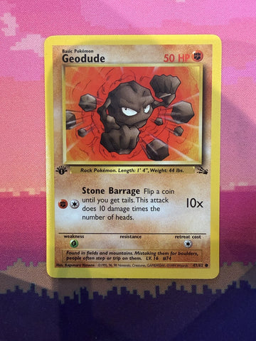 Pokemon Card Geodude Fossil 1st Edition Common 47/62 Near Mint