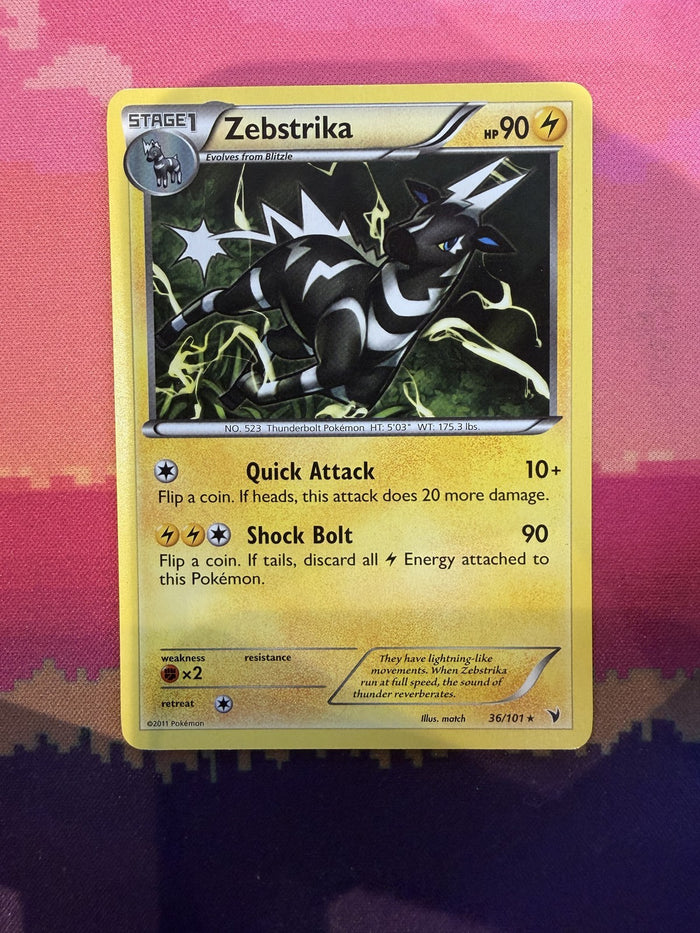 Pokemon Card Zebstrika Noble Victories Rare 36/101 Near Mint
