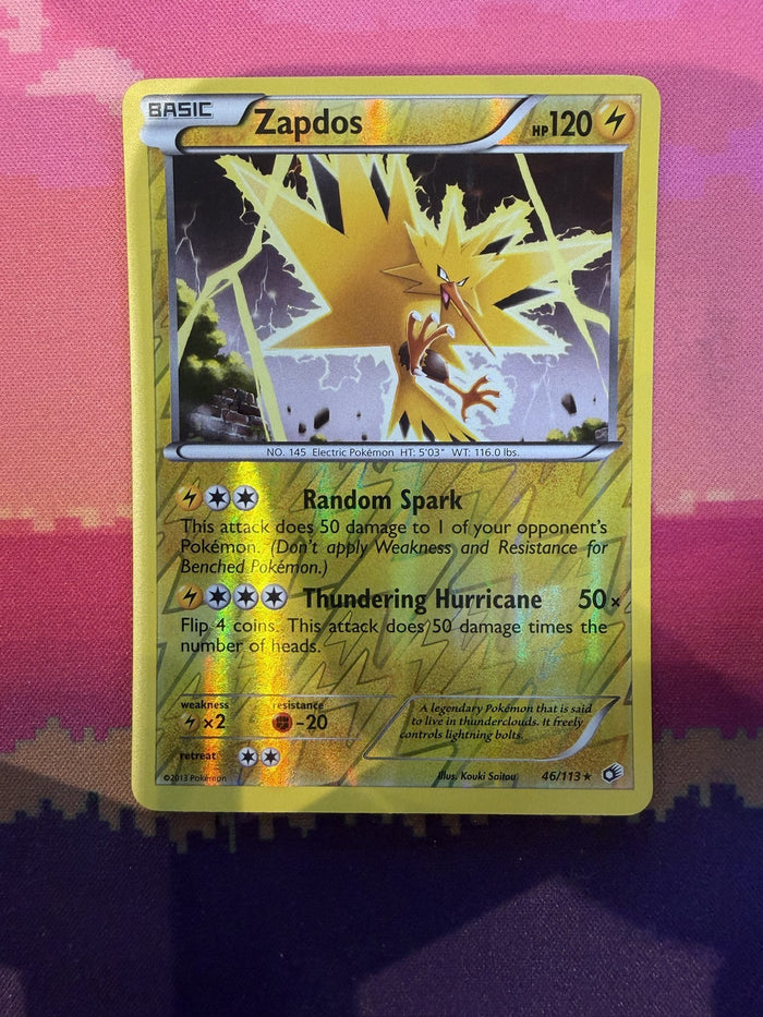 Pokemon Card Zapdos Legendary Treasures Reverse Holo 46/113 Near Mint