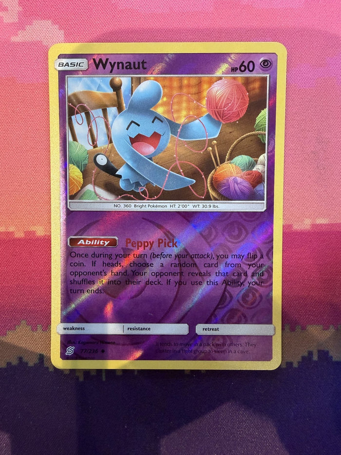 Pokemon Card Wynaut Unified Minds Reverse Holo 77/236 Near Mint