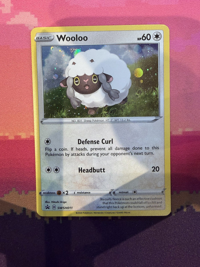 Pokemon Card Wooloo Sword & Shield Promo Cosmo Holo SWSH011 Near Mint