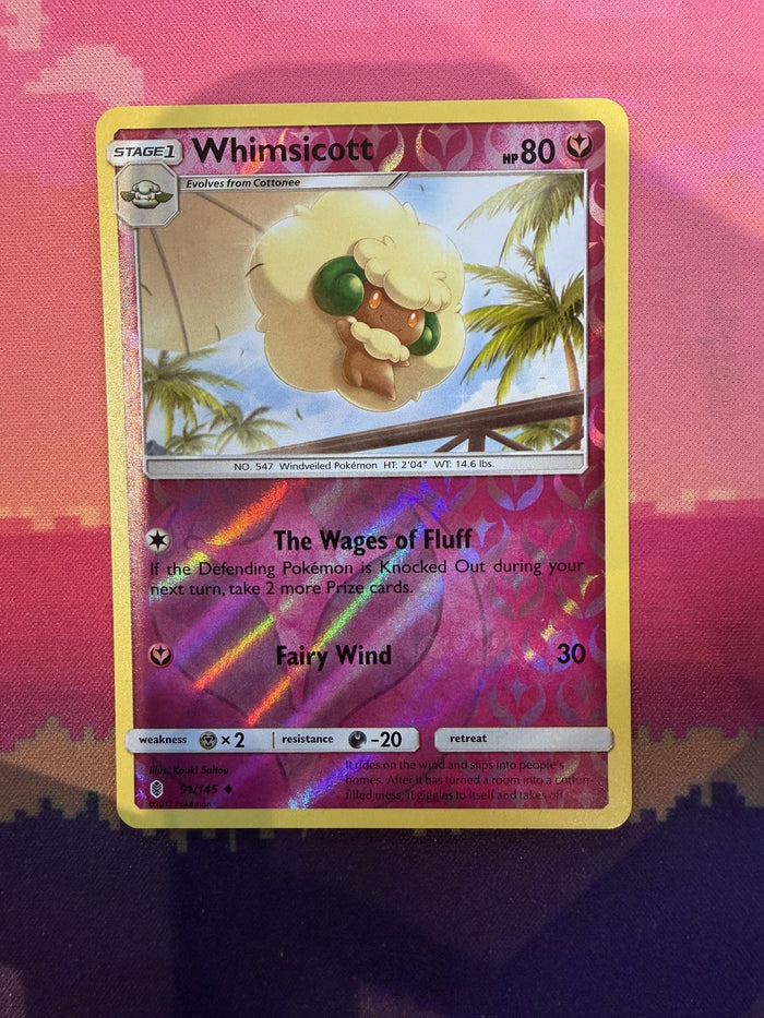 Pokemon Card Whimsicott Guardians Rising Reverse Holo 91/145 Near Mint
