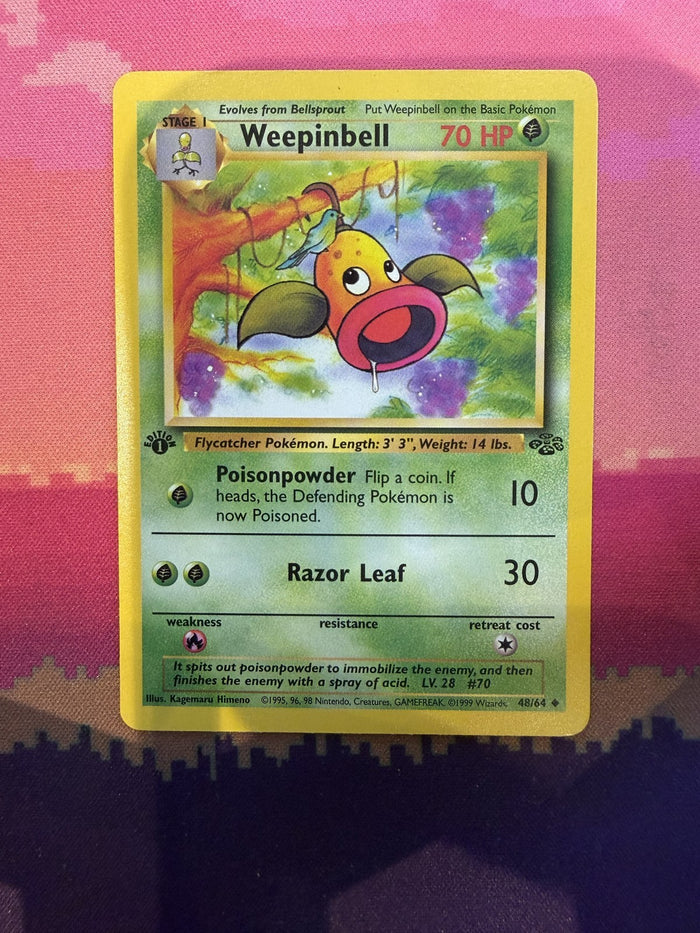 Pokemon Card Weepinbell Jungle 1st Edition Uncommon 48/64 Near Mint