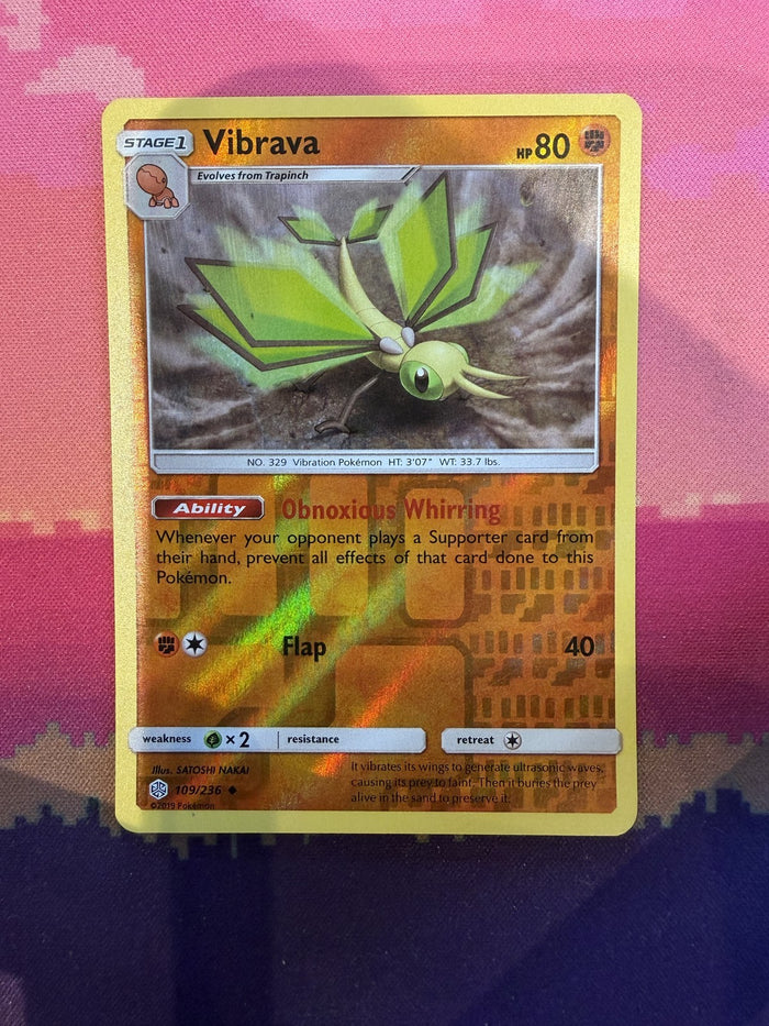 Pokemon Card Vibrava Cosmic Eclipse Reverse Holo Uncommon 109/236 Near Mint
