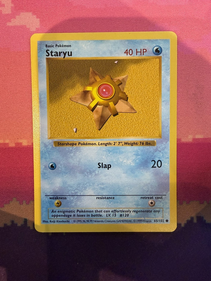Pokemon Card Staryu Base Set Common 65/102 Near Mint