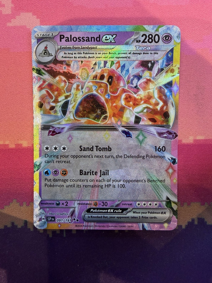 Pokemon Card Palossand ex Surging Sparks Double Rare 091/191 Near Mint