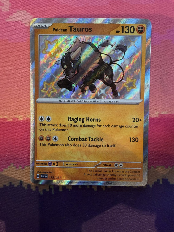 Pokemon Card Paldean Tauros Paldean Fates Shiny Rare 172/091 Near Mint