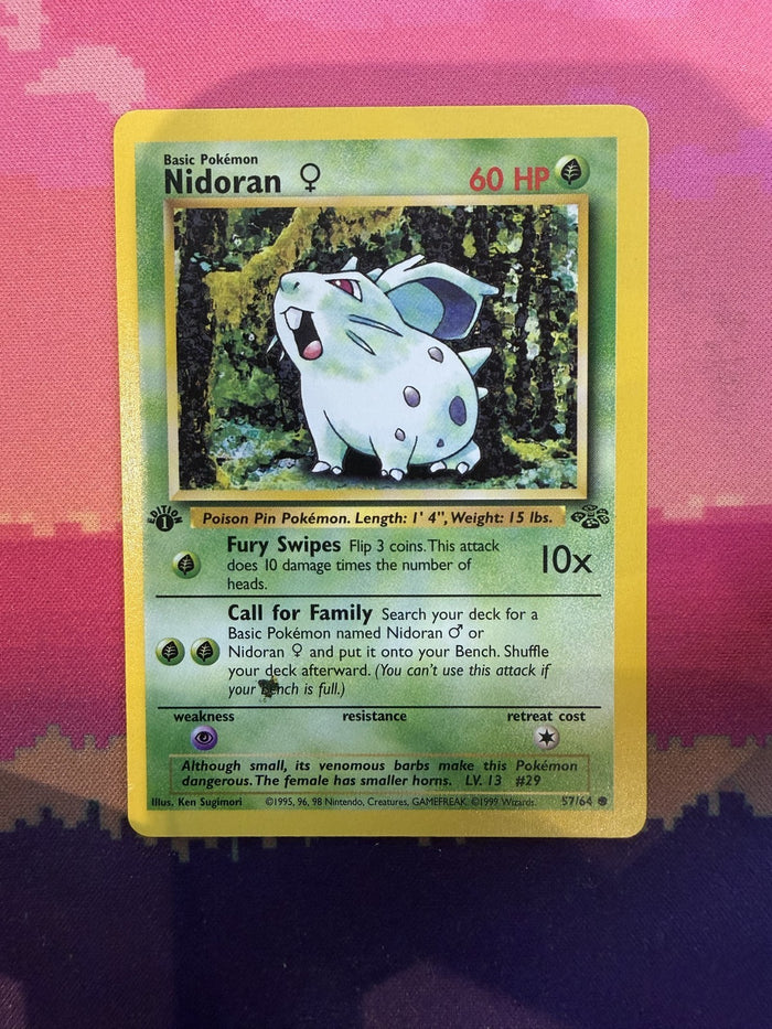 Pokemon Card Nidoran F Jungle 1st Edition Common 57/64 Near Mint