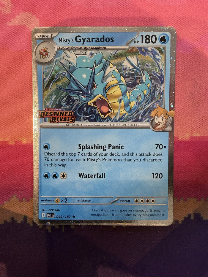 Pokemon Card Misty's Gyarados Destined Rivals STAMP Cosmo Holo Rare 049/182 NM