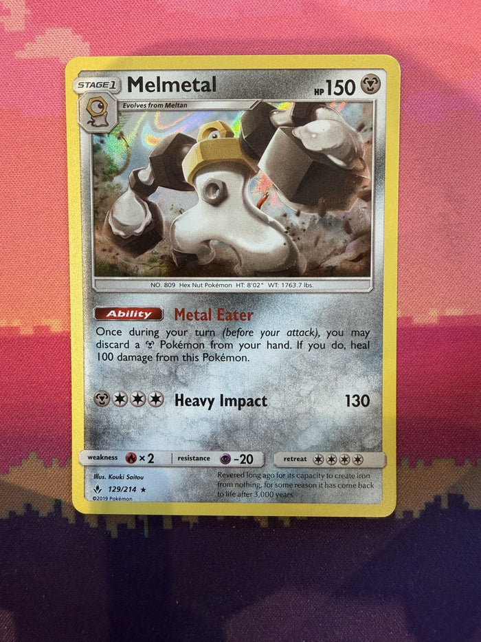 Pokemon Card Melmetal Unbroken Bonds Holo Rare 129/214 Near Mint