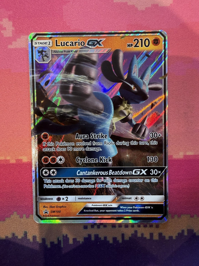 Pokemon Card Lucario GX SM Black Star Promos Black Star Promo SM100 Near Mint