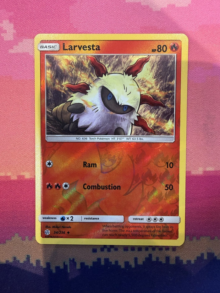 Pokemon Card Larvesta Cosmic Eclipse Reverse Holo 34/236 Near Mint