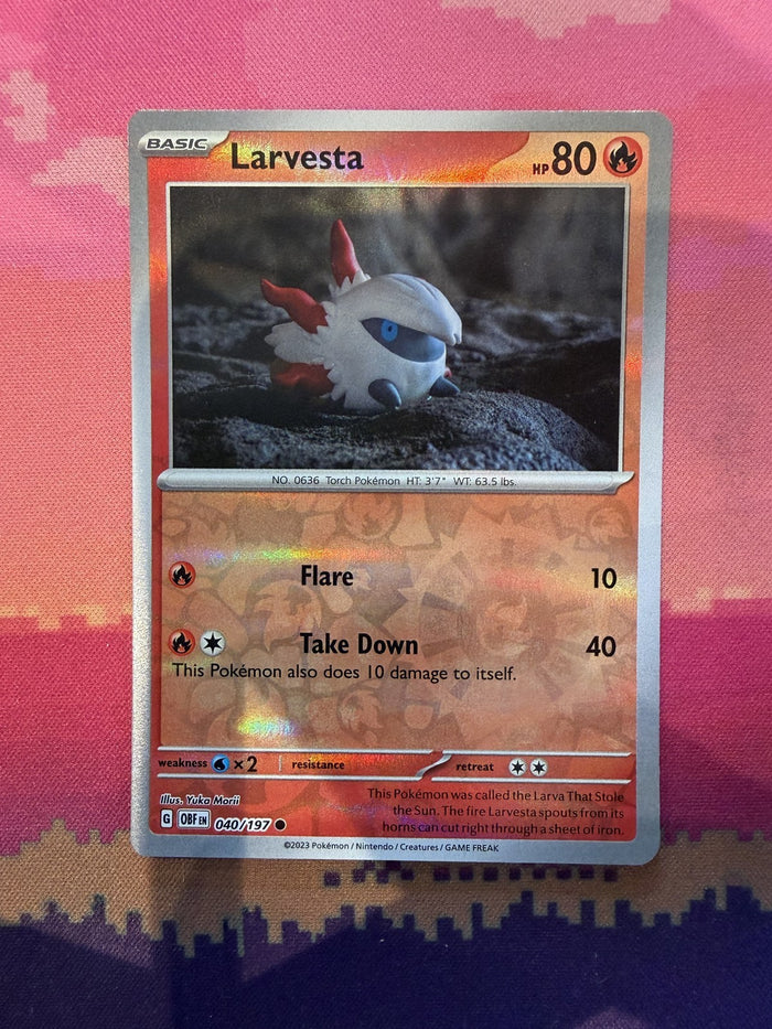 Pokemon Card Larvesta Obsidian Flames Reverse MISPRINT HOLO 040/197 Near Mint