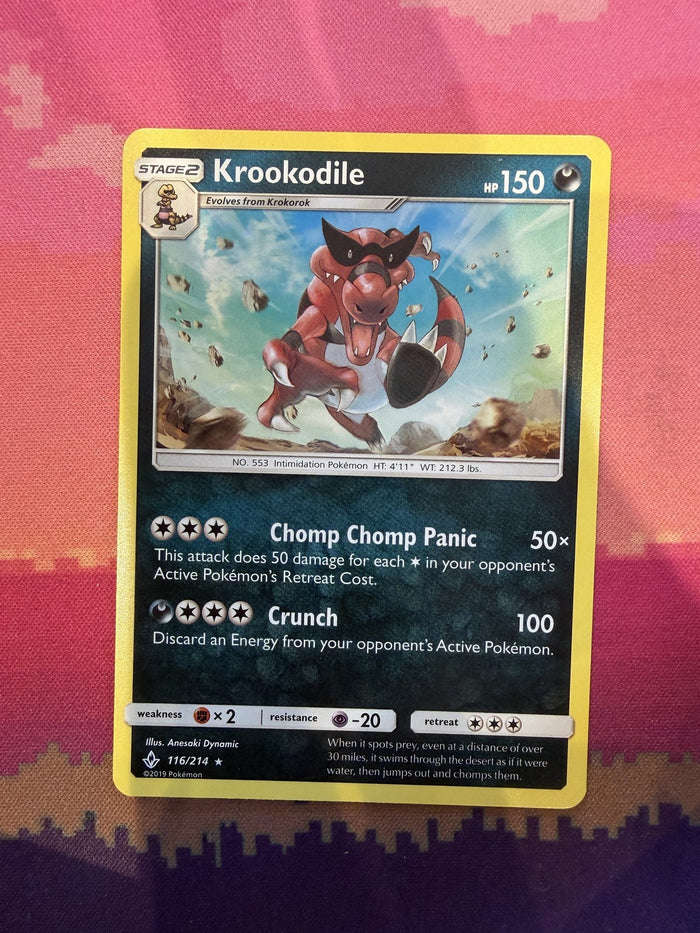 Pokemon Card Krookodile Unbroken Bonds Rare 116/214 Near Mint