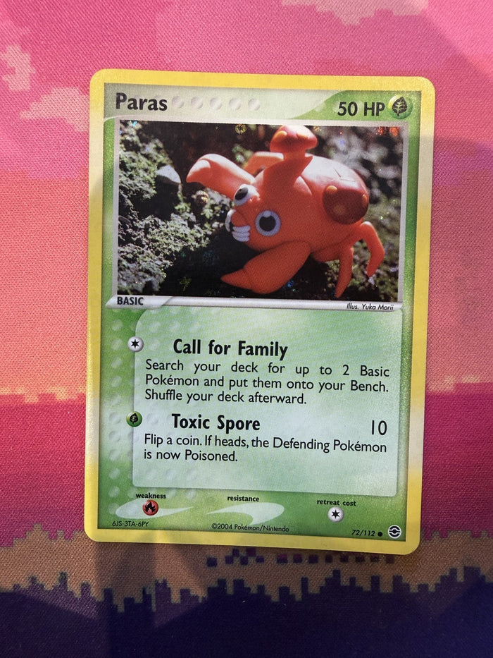 Pokemon Card Paras EX FireRed & LeafGreen Reverse Holo Common 72/112 Near Mint