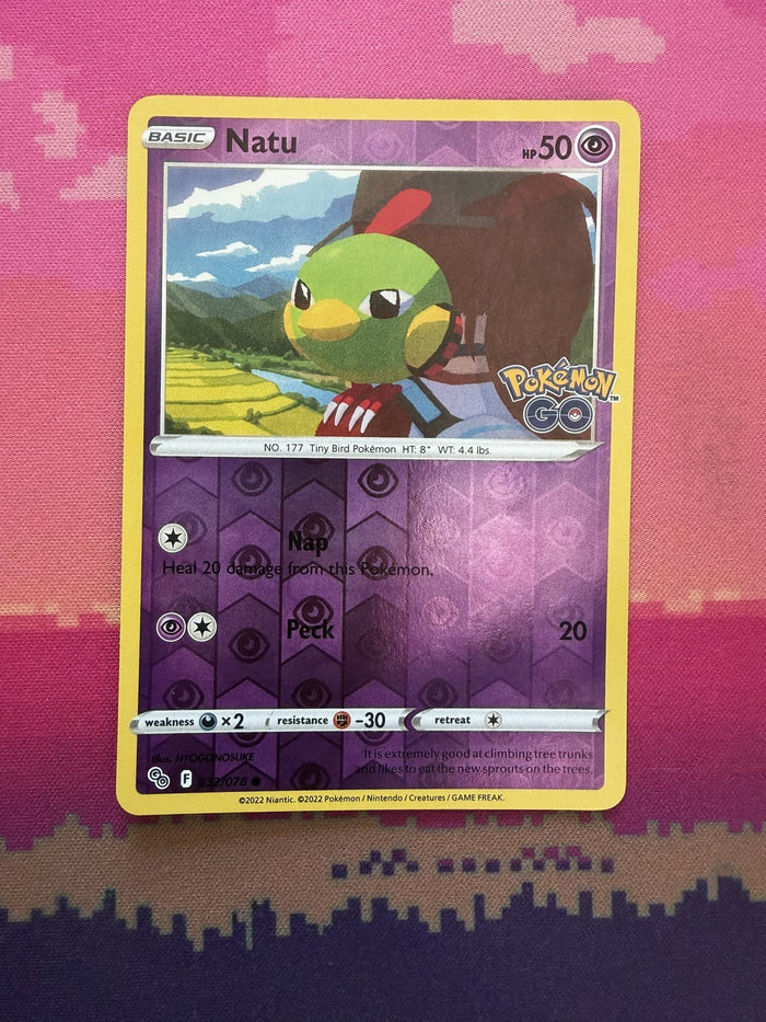 Pokemon Card Natu Pokemon GO Reverse Holo Common 032/078 Near Mint