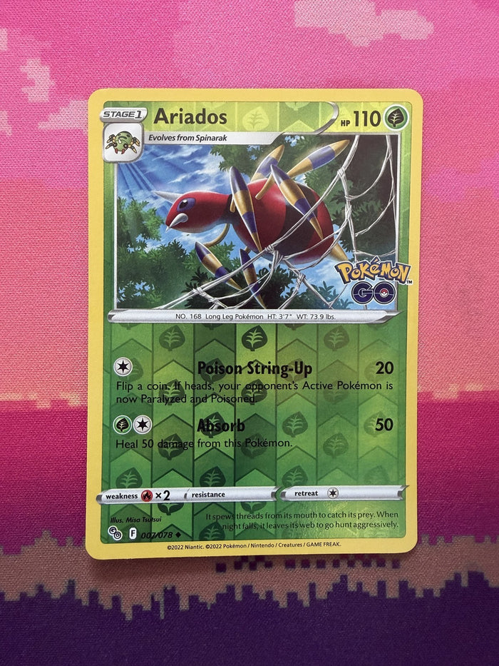 Pokemon Card Ariados Pokemon GO Reverse Holo Uncommon 007/078 Near Mint