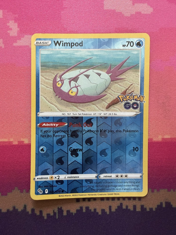 Pokemon Card Wimpod Pokemon GO Reverse Holo Common 025/078 Near Mint
