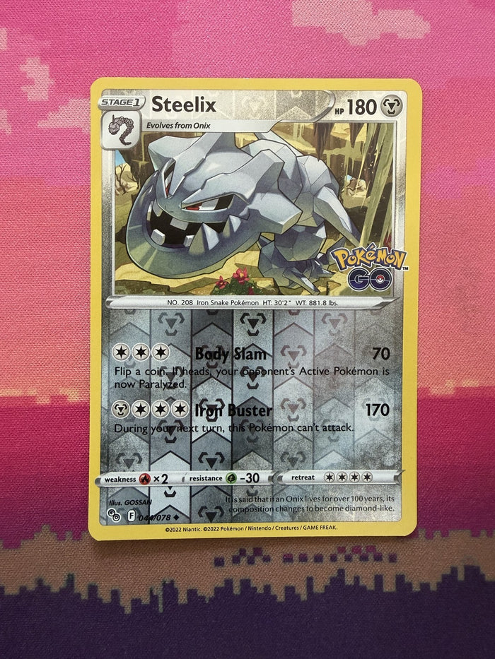 Pokemon Card Steelix Pokemon GO Reverse Holo Uncommon 044/078 Near Mint