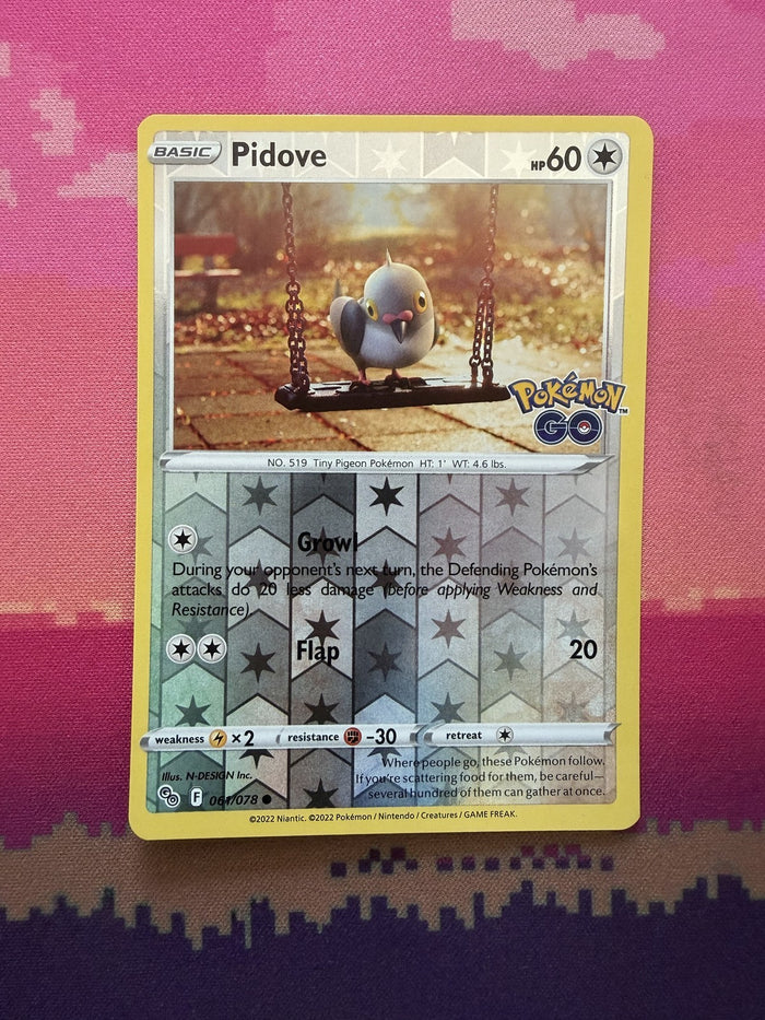 Pokemon Card Pidove Pokemon GO Reverse Holo Common 061/078 Near Mint